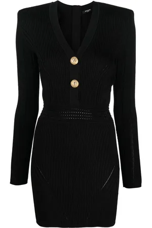 Balmain Robe courte en maille nervurée