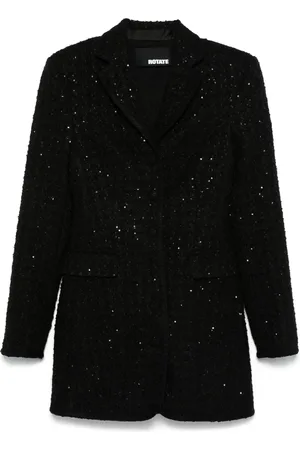 ROTATE Robe en tweed à revers crantés