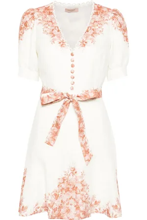 Twin-Set Robe courte en lin à fleurs