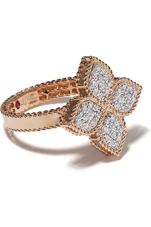 Roberto Coin Bague Princess Flower en 18ct ornée de diamants et de saphirs