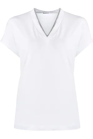 Brunello Cucinelli T-shirt à col à ornements