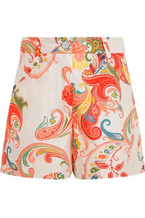 Etro Short en jean à imprimé cachemire