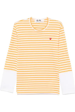 Comme des Garçons T-shirt rayé à patch cœur