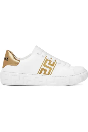 VERSACE Baskets en cuir à broderies Greca
