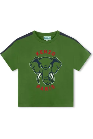 Kenzo T-shirt en coton à imprimé éléphant