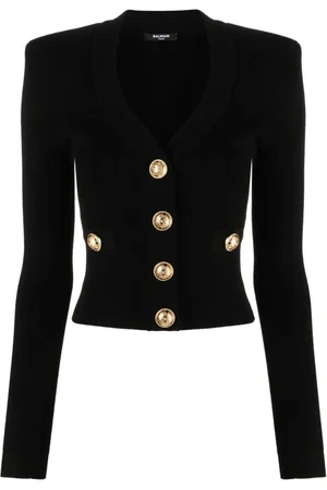 Balmain Cardigan en maille pointelle à col v