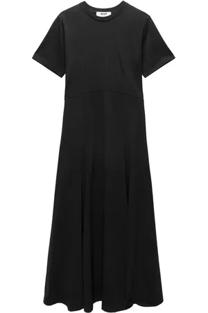 Msgm Robe longue en coton à logo brodé