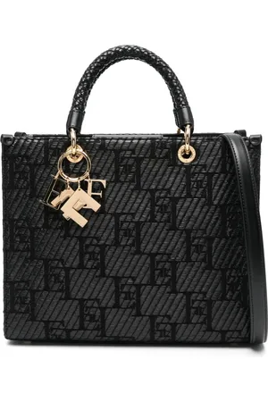 Elisabetta Franchi Sac cabas en cuir à logo en jacquard
