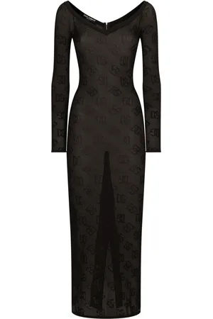 Dolce & Gabbana Robe longue à logo en jacquard