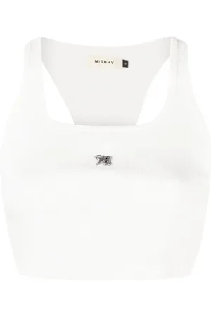 MISBHV Haut crop nervuré à logo brodé