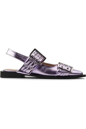 Ganni Ballerines métallisées à détail de boucle