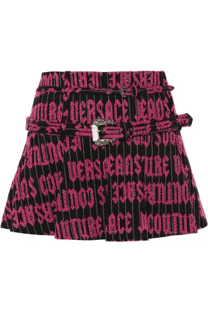VERSACE Jupe plissée à logo brodé
