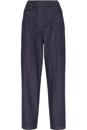 Brunello Cucinelli Jean cigarette à taille élastiquée