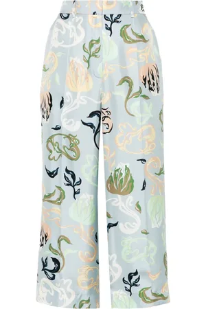 Lanvin Pantalon court en soie à imprimé graphique