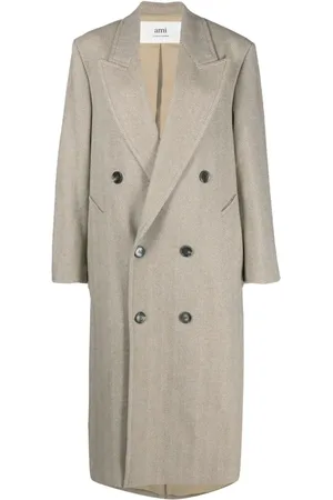 Ami Manteau croisé long à motif de chevrons