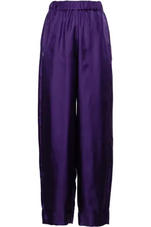 BLANCA Pantalon palazzo en soie à taille haute