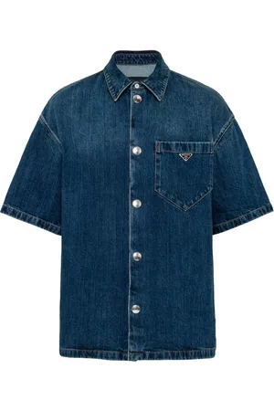 Prada Chemise en jean à logo triangle