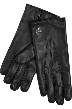 Philipp Plein Gants en cuir à plaque tête de mort