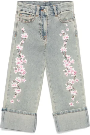 MONNALISA Jean à fleurs brodées