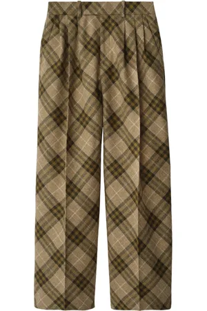 Burberry Pantalon de costume plissé à carreaux