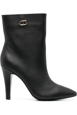 Twin-Set Bottines en cuir à plaque logo 105 mm