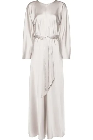 FORTE FORTE Robe longue en satin à taille ceinturée