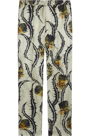 DRIES VAN NOTEN Pantalon droit à fleurs