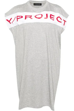 Y / PROJECT Robe en coton à logo imprimé