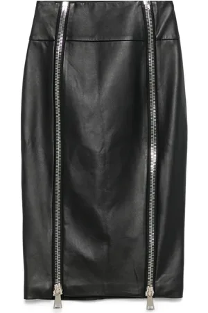 MITILIANE COUTURE Jupe mi-longue en cuir à fermeture zippée
