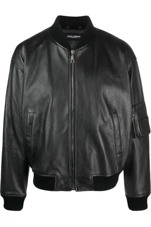 Dolce & Gabbana Veste bomber en cuir à fermeture zippée