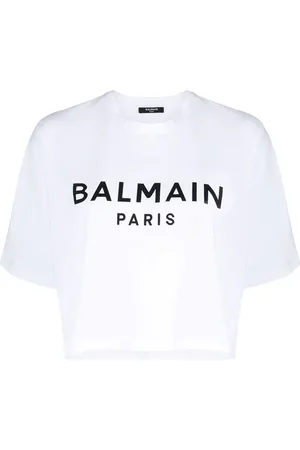 Balmain T-shirt crop à logo imprimé
