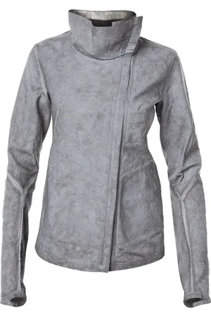 ISAAC SELLAM EXPERIENCE Veste en cuir à fermeture zippée décalée