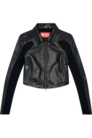 Diesel Veste en cuir à empiècements