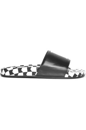 Rhude Claquettes en cuir à logo imprimé
