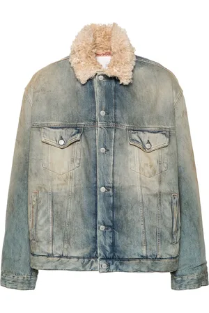 Acne Studios Veste en jean à col en peau lainée