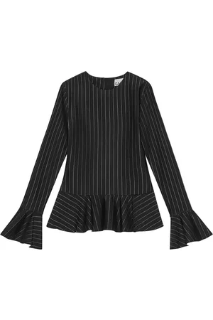 Ganni Blouse péplum à fines rayures