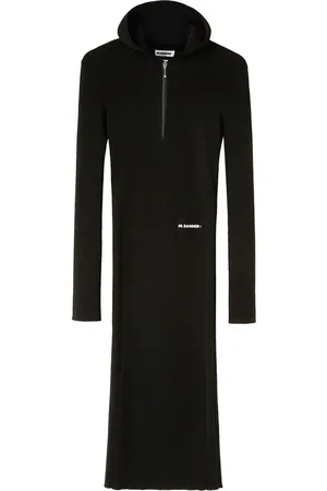 Jil Sander Robe nervurée mi-longue à capuche
