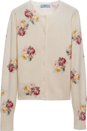 Prada Cardigan en laine à fleurs