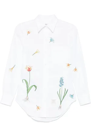 Thom Browne Chemise en coton à fleurs brodées