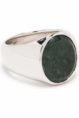 TOM WOOD Bague ovale sertie de marbre vert