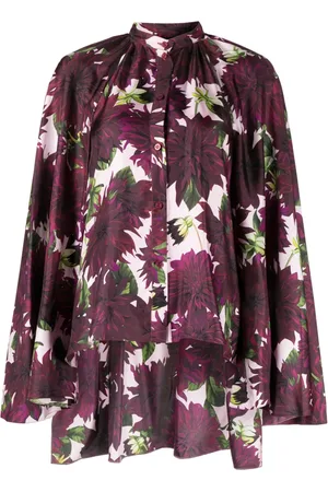 Oscar de la Renta Chemise en soie Dahlia à fleurs