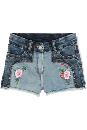 MONNALISA Short en jean à fleurs brodées