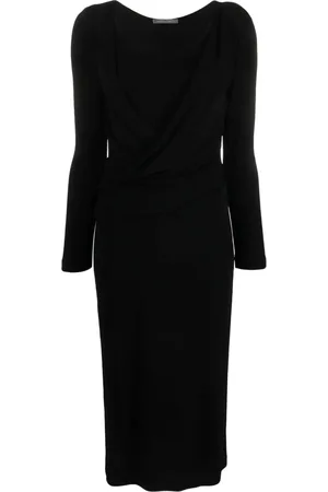 Alberta Ferretti Robe mi-longue drapée à col rond
