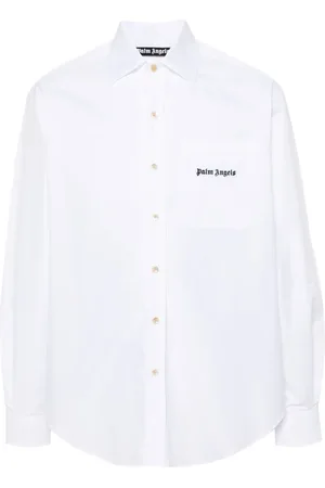 Palm Angels Chemise en coton à logo brodé