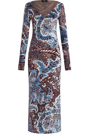 Etro Robe en velours à motif jacquard