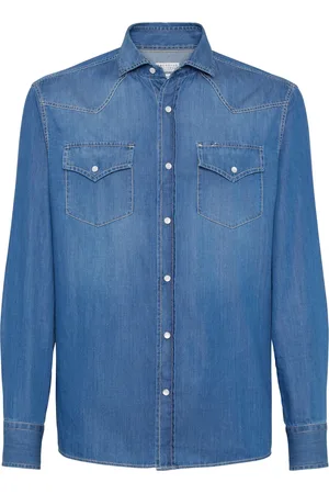 Brunello Cucinelli Chemise en jean à boutons pression