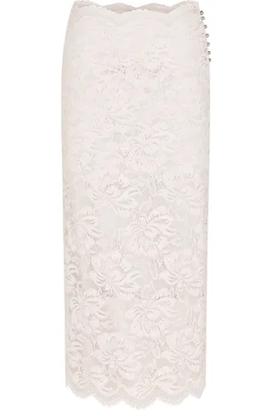 Paco rabanne Jupe mi-transparent à fleurs en dentelle