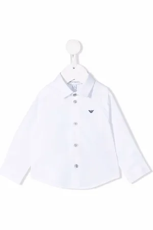 Emporio Armani Chemise en coton stretch à logo imprimé