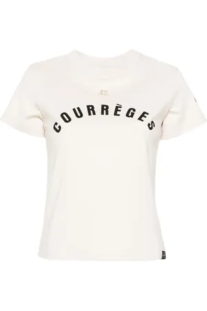 Courrèges T-shirt en coton à logo imprimé