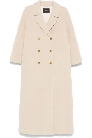 Twin-Set Manteau à boutonnière croisée en fourrure artificielle